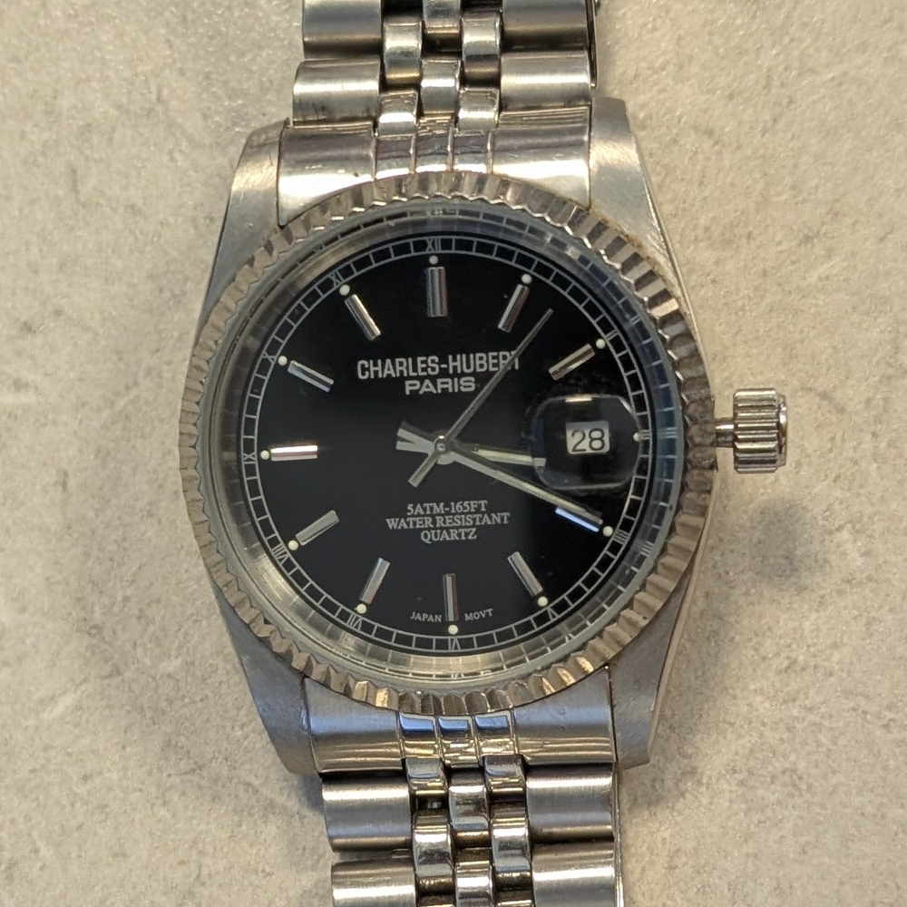Men's Silver and Black Watch